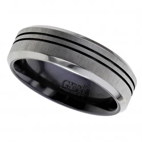 Zirconium Ring with Two Grooves